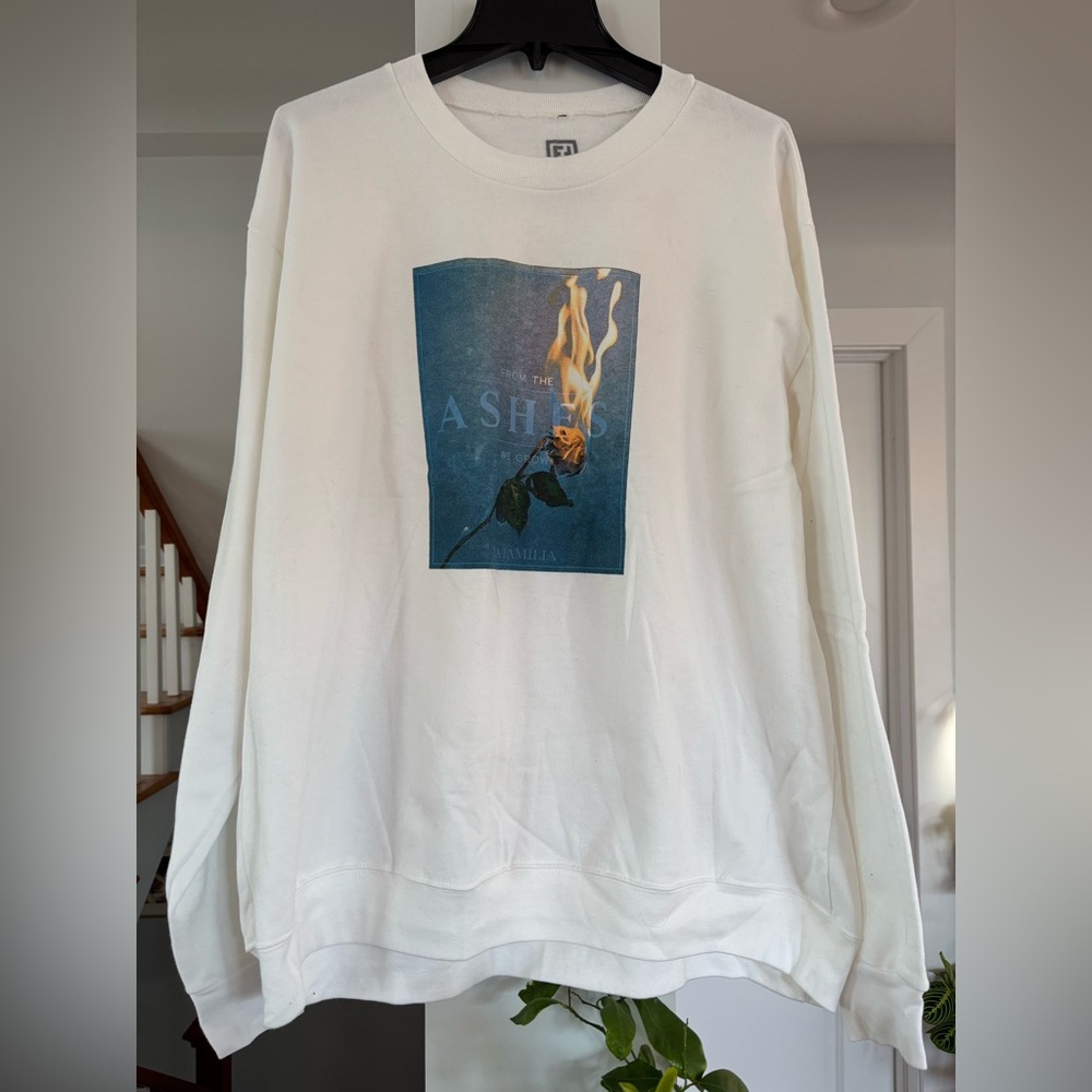 NWOT White Sweatshirt with Graphic Print
